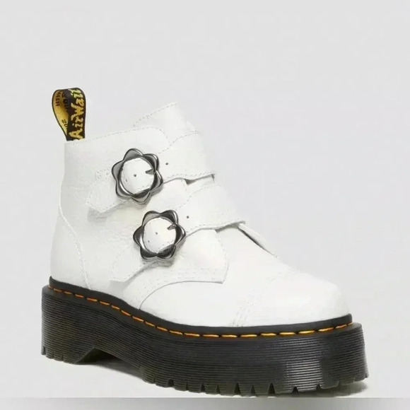 DEVON FLOWER BUCKLE LEATHER PLATFORM BOOTS dr marten’s - Picture 1 of 10
